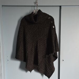 Karen Scott Charcoal Sweater Poncho